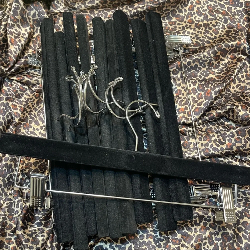 10 Crushed Velvet Black and Silver Pant Hangers